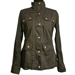 J Crew Military Gorpcore Cotton Army Green Funnel Neck Shacket Sz M